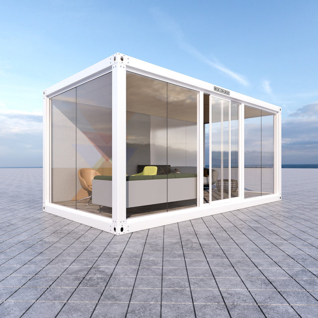 Glass module with glass section / door 18 m2