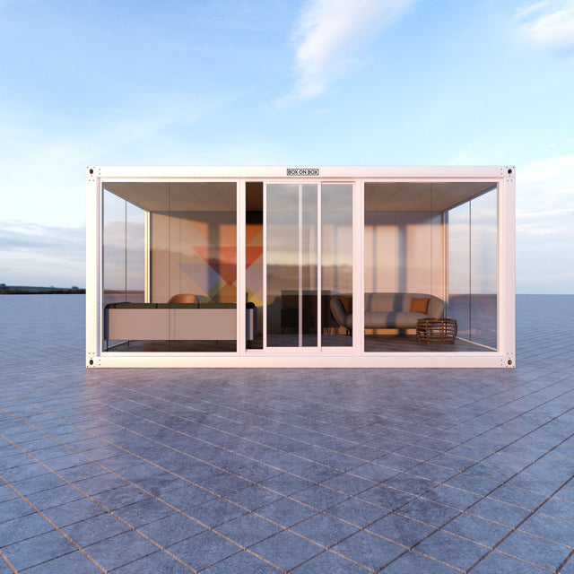 Glass module with glass section / door 18 m2