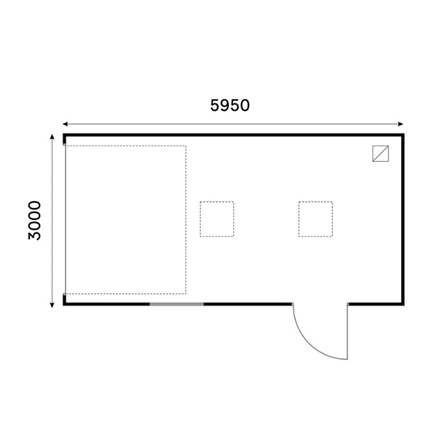Enkelgarage med takskjutsport, WPC-panel, dörr, fönster 18 m2
