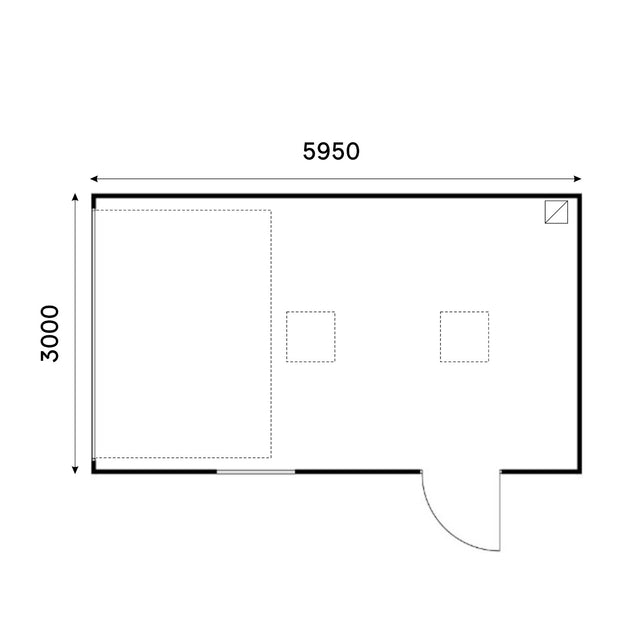 Enkelgarage med takskjutsport, dörr, liggande fönster 18 m2