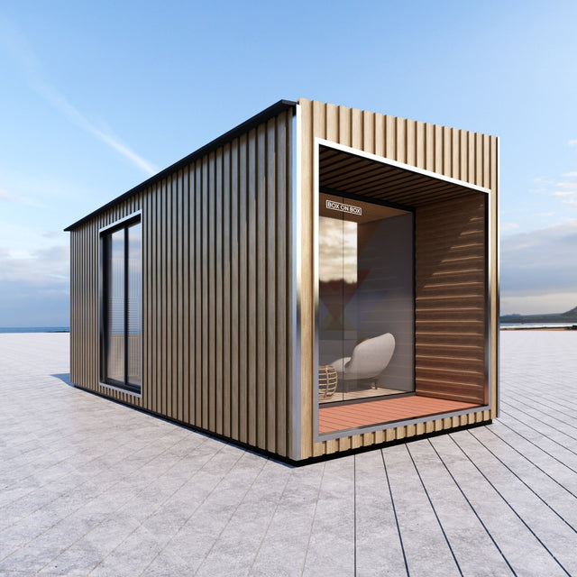 Modul med stort glasparti / dörr / fasadplåt 18 m2