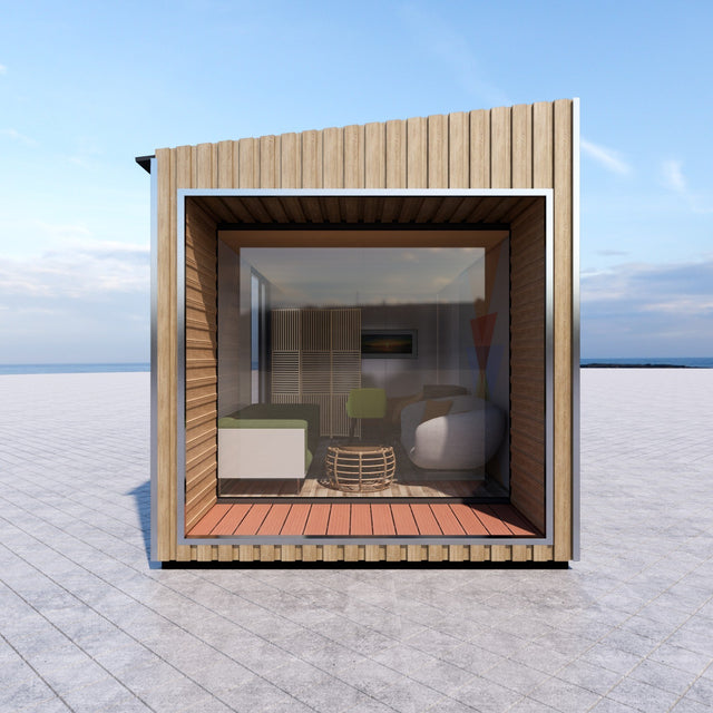 Modul med stort glasparti / dörr / fasadplåt 18 m2