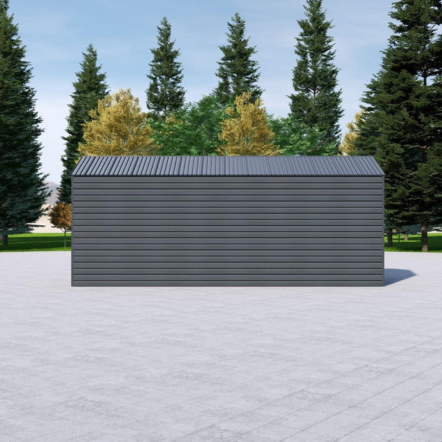Attefallshus med WPC-panel, panoramafönster, sadeltak 24 m2