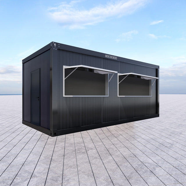 Kioskcontainer med 2 luckor / dörr 14,5 m2
