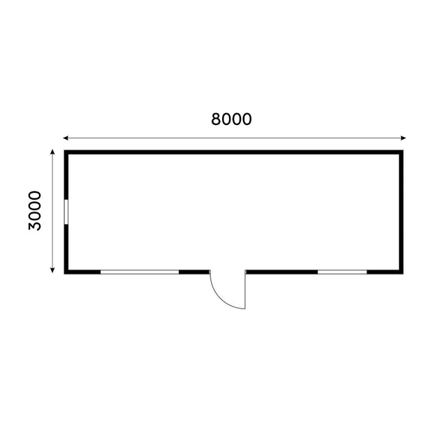 Attefallshus med WPC-panel, panoramafönster, sadeltak 24 m2