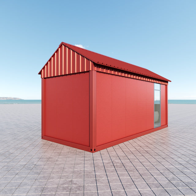 Storage shed with smooth panel / glass section / door 18 m2