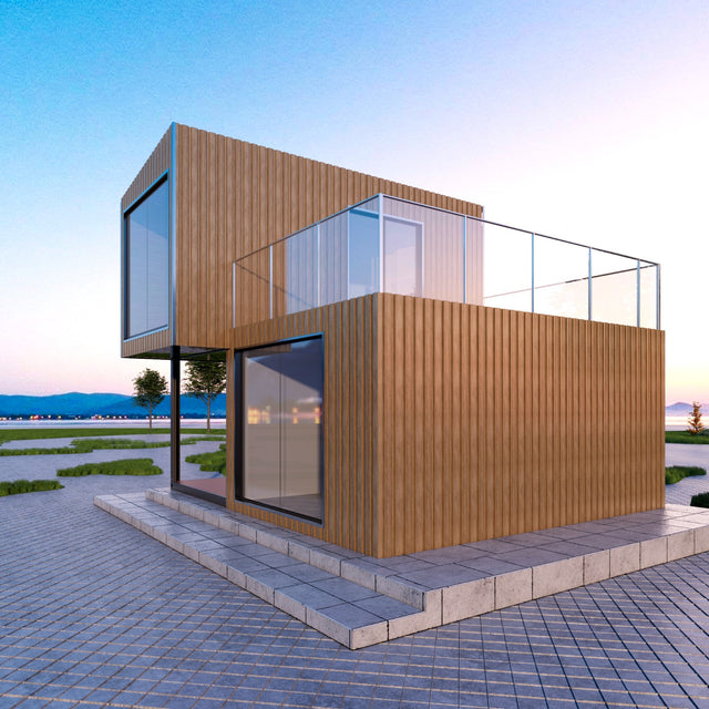 2 - plan med terrass / glasräcke / fasadplåt 36 m2