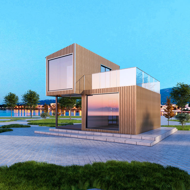 2 - plan med terrass / glasräcke / fasadplåt 36 m2