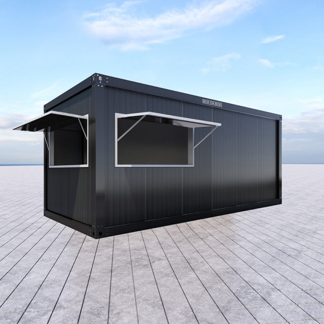 Glasskiosk med 2 luckor / dörr 14,5 m2