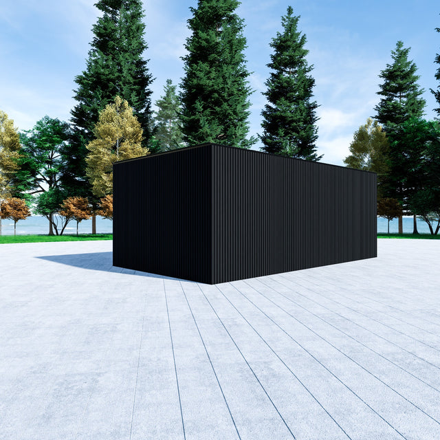 Garage med takskjutsport, WPC panel, dörr, fönster 30 m2