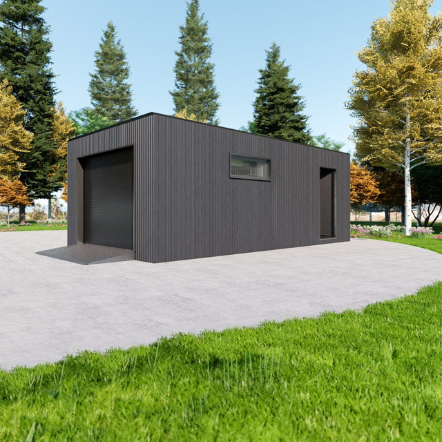 Garage med rullport, WPC panel, dörr, fönster 30 m2