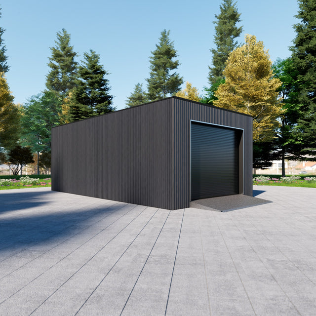 Garage med rullport, WPC panel, dörr, fönster 30 m2